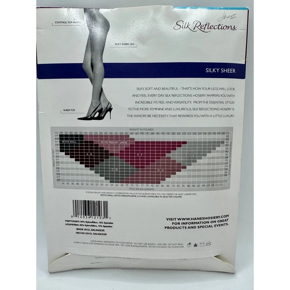 Hanes Silk Reflections Pantyhose CD Barely There Control Top Sheer‎ Toe 717 New